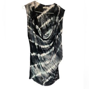 Artine art Sleeveless tiedye draped low Neck ladies large top blouse